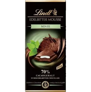 Čokoláda Lindt Edelbitter Mousse Minze 150g - Hořká čokoláda s mátovou pěnou