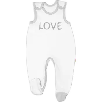 Baby Nellys Kojenecké bavlněné dupačky, Love - bílé Velikost: 50 (0-1m)