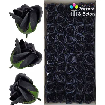 umělá květina Černé mýdlové růže Dárek Květiny v krabičce Flower Box Hlavička Umělé Květy Balení 50 ks