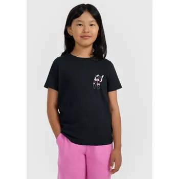 Dívčí tričko 4F dětské tričko černé bavlna velikost 152