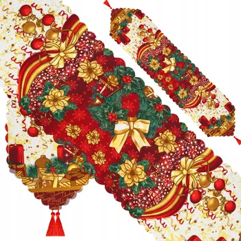 Vánoční dekorace Vánoční běhoun na stůl Ubrus Vánoce Červený Štědrovečerní Dekorace Ozdoba