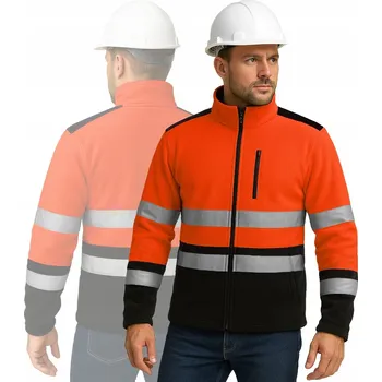 Pánská móda PÁNSKÁ VÝSTRAŽNÁ PRACOVNÍ MIKINA MIKINA FLEECOVÁ, REFLEXNÍ PRACOVNÍ MIKINA NA ZIMU