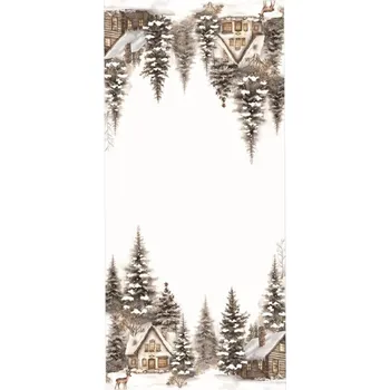 ubrus Vánoční ubrus krajina krémová 85x85