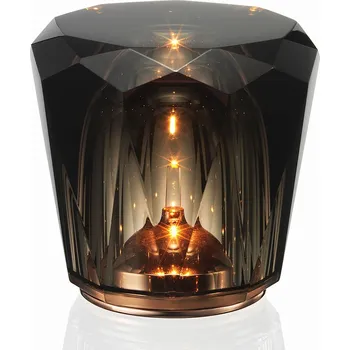 Lampička Ambientec Xtal Acrux Dark Grey, bateriová lampička z tmavě šedého skla, LED 2000K dotykové stmívání, Ø8,7x8,2cm, IP66