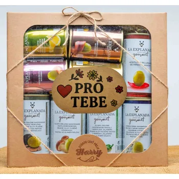 Dárková krabička VELKÁ DÁRKOVÁ SADA 9 druhů oliv s pastou LA EXPLAMADA pro Tebe (VELKÁ DÁRKOVÁ SADA 9 druhů oliv s pastou LA EXPLAMADA pro Tebe)