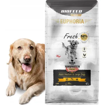 Krmivo pro psa EUPHORIA FRESH MEAT Adult Krůta Mono Kompletní suché Krmivo pro dospělé psy středních a velkých plemen (M/L), 12 kg