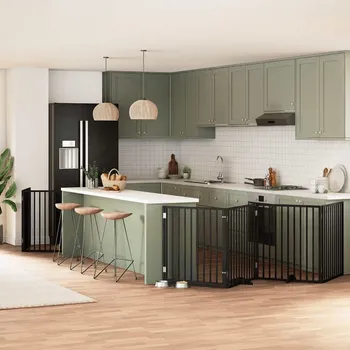 ohrádka pro psa zahrada-XL Zábrana pro psy s dvířky skládací 12 panelů černá 960 cm topol 3155576