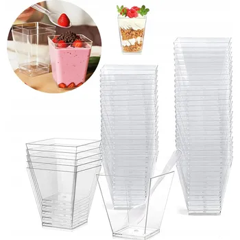 Jednorázové nádobí Hranaté kelímky na dezerty fingerfood 200 Ml, 50 kusů