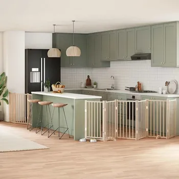 ohrádka pro psa zahrada-XL Zábrana pro psy s dvířky skládací 9 panelů 450 cm topol 3155700