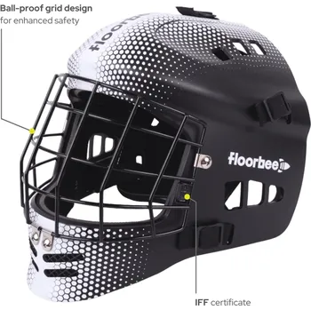 Florbalová maska FLOORBEE SkyAce IFF Brankářská maska černá / bílá, Senior - 52 cm a více, černá