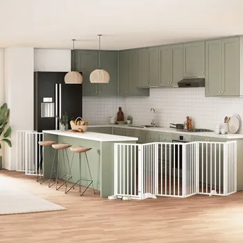 ohrádka pro psa zahrada-XL Zábrana pro psy s dvířky skládací 12 panelů bílá 600 cm topol 3155539