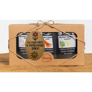 Dárková krabička Křupavý sýr Dárková sada 3 druhů lyo korbáčiků od Bači za Vaši péči a trpělivost díky (Křupavý sýr Dárková sada 3 druhů lyo korbáčiků od Bači za Vaši péči a trpělivost díky)