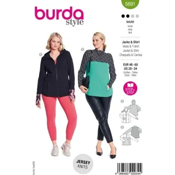 Volný čas Střih Burda 5691 na sportovní mikinu a bundu -