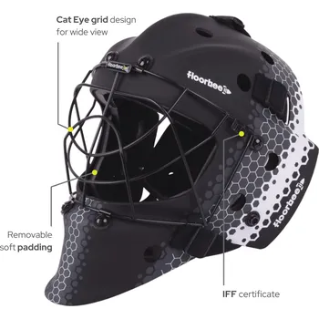 Florbalová maska FLOORBEE SkyHexa IFF Brankářská maska bílá / černá / šedá, Senior - 52 cm a více, šedá
