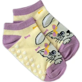 NVT Dětské ponožky s ABS Kočka - žluté Velikost: 31-34