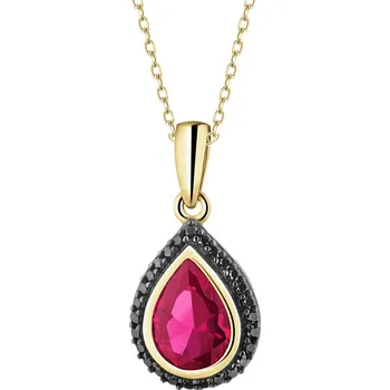 Přívěsek Zlatý přívěsek s černými brilianty a syntetickým rubínem - ryzost 585 - 189.369