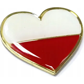 Brož NOVÁ PŘIPÍNACÍ OZDOBA, BROŽ, PIN, PLAKETA SRDCE - VLAJKA POLSKÝ, POLSKÉ SRDCE