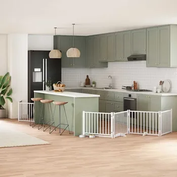 ohrádka pro psa zahrada-XL Zábrana pro psy s dvířky skládací 10 panelů bílá 800 cm topol 3155731