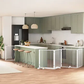 ohrádka pro psa zahrada-XL Zábrana pro psy s dvířky skládací 10 panelů bílá 800 cm topol 3155567