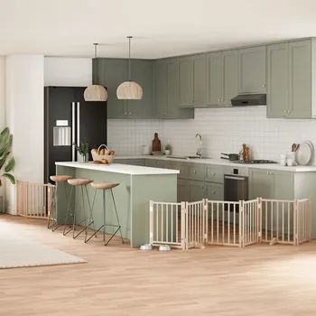 ohrádka pro psa zahrada-XL Zábrana pro psy s dvířky skládací 9 panelů 450 cm topol 3155697