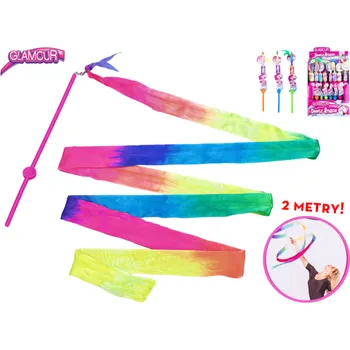 Stuha MikroTrading Glamour gymnastická stuha 200cm 4barvy Barva: Modrá