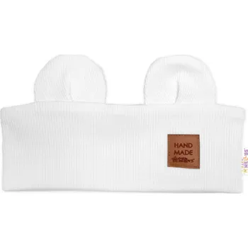 Kojenecký body Baby Nellys Čelenka Teddy s oušky pro děti Hand Made - bílá Velikost: 68-80 (6-12m)