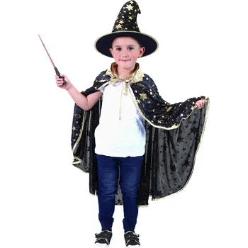Karnevalový kostým RAPPA Dětský plášť černý s kloboukem čarodějnice/Halloween