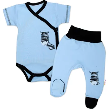 Dětská móda Baby Nellys 2-dílná sada body kr. rukáv + polodupačky, modrá - Zebra Velikost: 56 (1-2m)