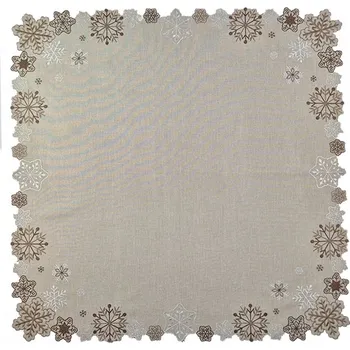 ubrus Vánoční ubrus vločky béžové 85x85