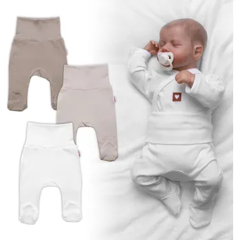 Dupačky Baby Nellys Rostoucí výhodná sada, 3x polodupačky pro miminko Nature - béžová/taupe/bílá Velikost: 50/56 (0-2m)