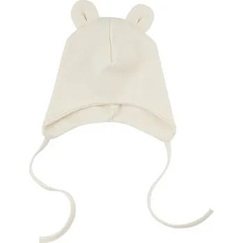 Kojenecká čepice WOOLY ORGANIC Čepička s oušky Gots Noos Ecru Velikost (od výrobce): 38/40