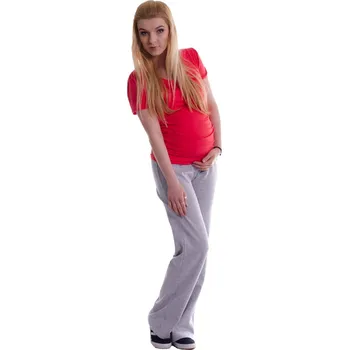 Těhotenské šaty Be MaaMaa Těhotenské tepláky - šedý melírek Velikost oblečení: XL (42)