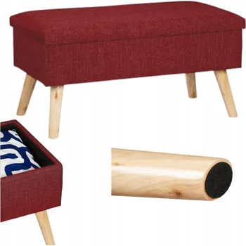 Taburet Čalouněná Taburet Taburet s úložným prostorem, Skandinávský design, Červená