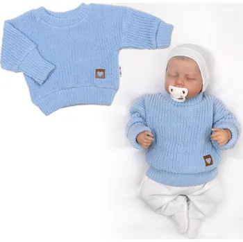 Baby Nellys Rostoucí oversize pletený svetřík pro miminko, sv. modrý Velikost: 92/98 (18-36m)