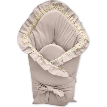 Zavinovačka Baby Nellys Rychlozavinovačka s volánky 80x80cm, vyšívkou a stuhou, béžová