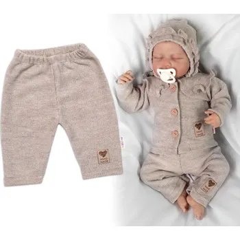 Dětská móda Baby Nellys Pletené kalhoty Hand Made Girl, Baby Nellys, béžové Velikost: 56 (1-2m)