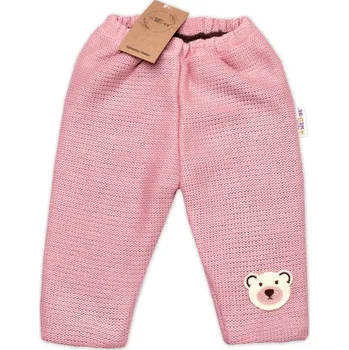 Baby Nellys Oteplené pletené kalhoty Teddy Bear, Baby Nellys, dvouvrstvé, růžové Velikost: 80/86 (12-18m)