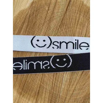 Textilie Pruženka šíře 20 mm smajlík barva bílá černá