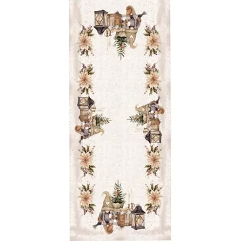 ubrus Vánoční ubrus skřítci béžová 40x140