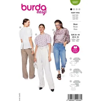 Volný čas Střih Burda 5687 na dámské halenky - kombinace 3 střihy -