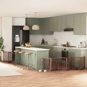 ohrádka pro psa zahrada-XL Zábrana pro psy s dvířky skládací 9 panelů hnědá 450 cm topol 3155547