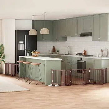 ohrádka pro psa zahrada-XL Zábrana pro psy s dvířky skládací 12 panelů hnědá 600 cm topol 3155716