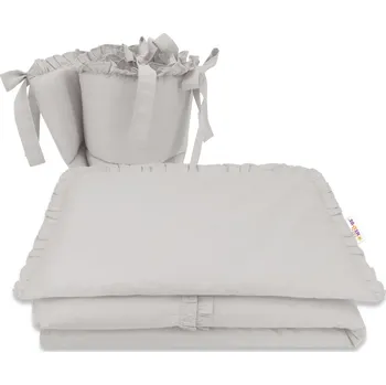 mantinel do postýlky BABY NELLYS 3-dílná sada Mantinel s povlečením, Royal - šedá, 135 x 100 cm Velikost povlečení: 120x90