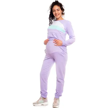 Těhotenská móda Be MaaMaa Těhotenské tepláky - lila Velikost oblečení: M (38)