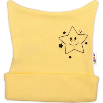 Dětská móda Baby Nellys Novorozenecká čepička Baby Nellys, Baby Little Star - žlutá Velikost: 56 (1-2m)