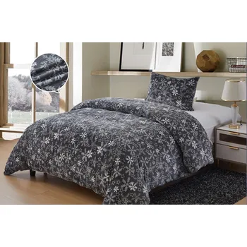 Povlečení Top textil Povlečení Mikroplyš Vločky šedé 140x200, 70x90 cm