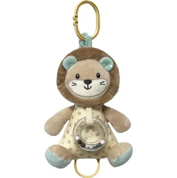 Tulilo Závěsná plyšová hračka s melodií a chrastítkem Lvíček, 18 cm - béžová