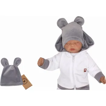 Z&Z Velurová, semišková čepička s oušky Teddy, šedá Velikost: 68/74 (6-9m)