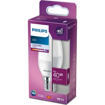 Žárovka LED žárovka svíčka E14 4,9W = 40W 470lm 4000K Neutrální bílá PHILIPS