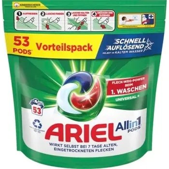Kapsle na praní ARIEL All in 1 Universal 53 ks Kapsle na praní bílého prádla 3v1